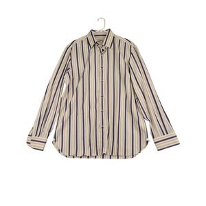 Gianluca Isaia‎ Napoli Mens Striped Button Down Shirt 16.5 42 Blue Green Italy
